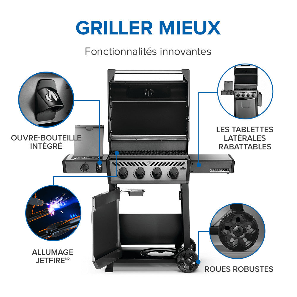 Freestyle™ 425 Propane Gas Grill with Range Side Burner, Graphite Grey