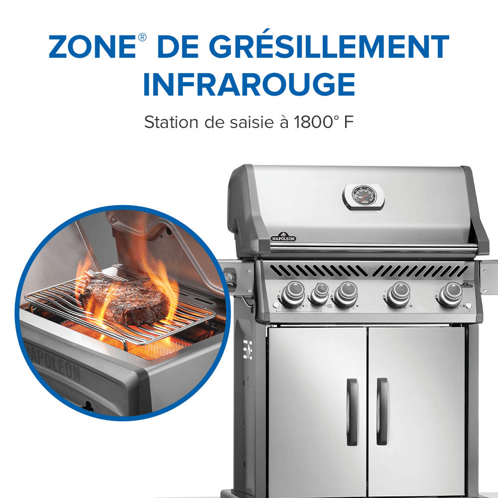 Rogue® PRO 525 Propane Gas Grill with Infrared Side Burner, Stainless Steel