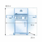 Rogue® PRO 425 Propane Gas Grill with Infrared Side Burner, Stainless Steel