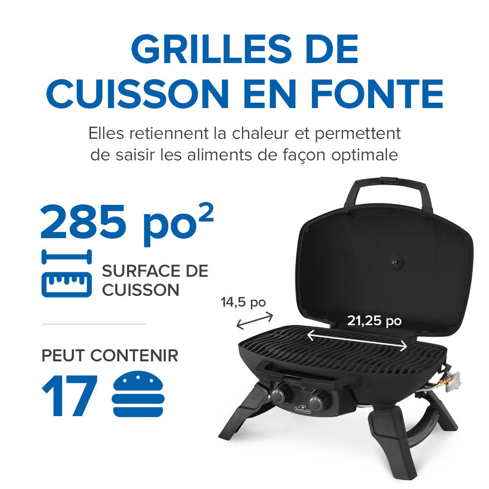 TravelQ™ 285 Portable Propane Gas Grill with Griddle, Red