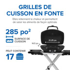 TravelQ™ PRO285X Portable Propane Gas Grill with Scissor Cart, Black
