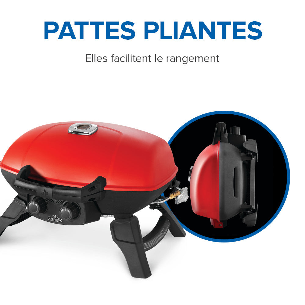 TravelQ™ 285 Portable Propane Gas Grill with Griddle, Red
