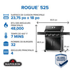 Rogue® 525 Natural Gas Grill, Black, Stainless Steel Grids