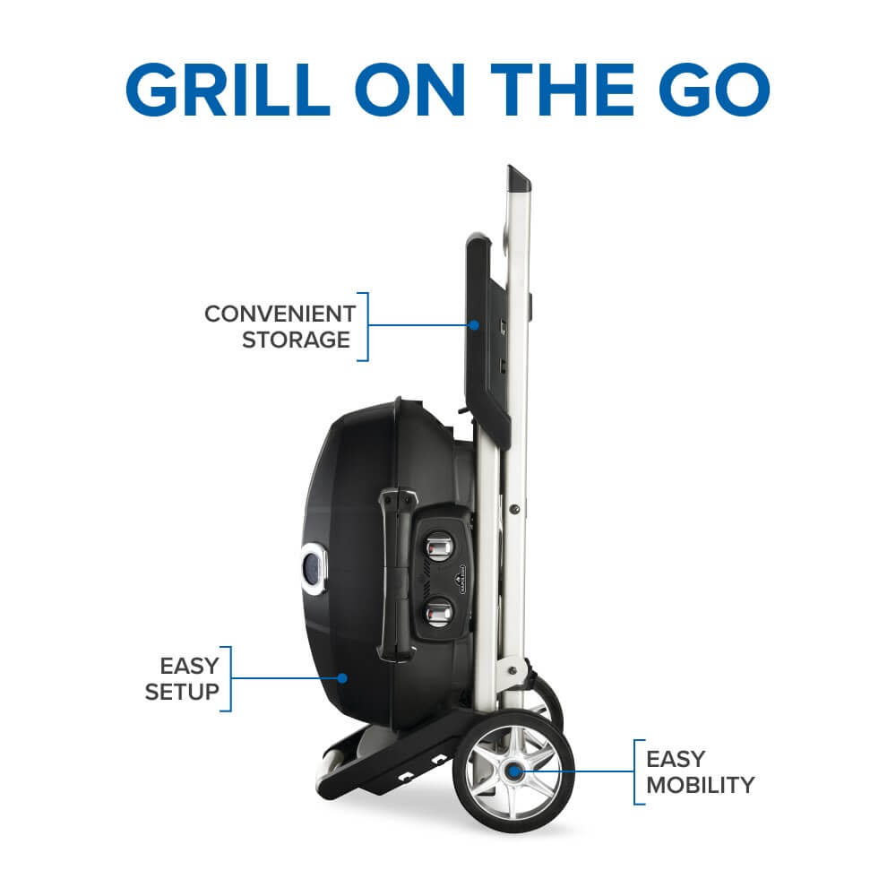 TravelQ™ PRO285X Portable Propane Gas Grill with Scissor Cart, Black