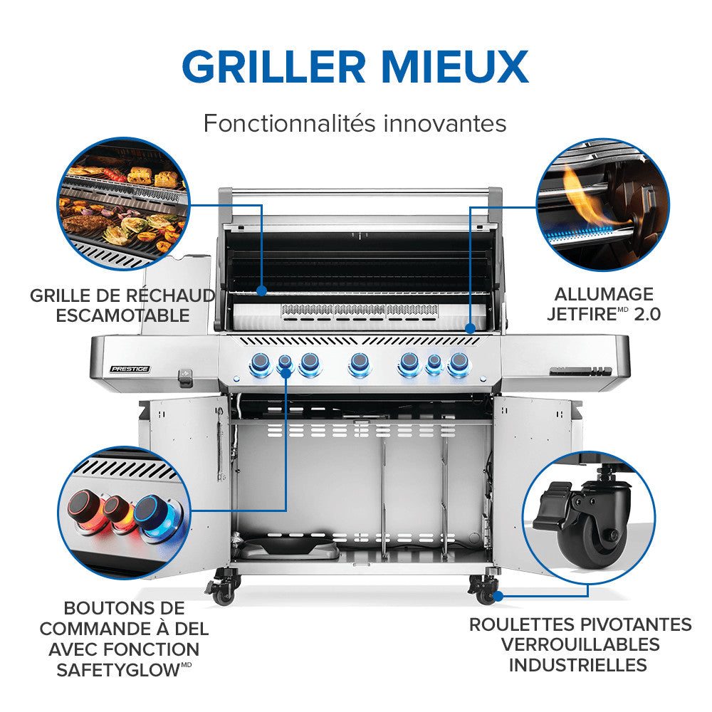 Prestige® 665 Natural Gas Grill with Infrared Side and Rear Burner, Stainless Steel