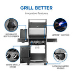 Rogue® PRO 425 Natural Gas Grill with Infrared Side Burner, Black