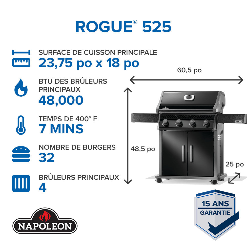 Rogue® 525 Propane Gas Grill, Black