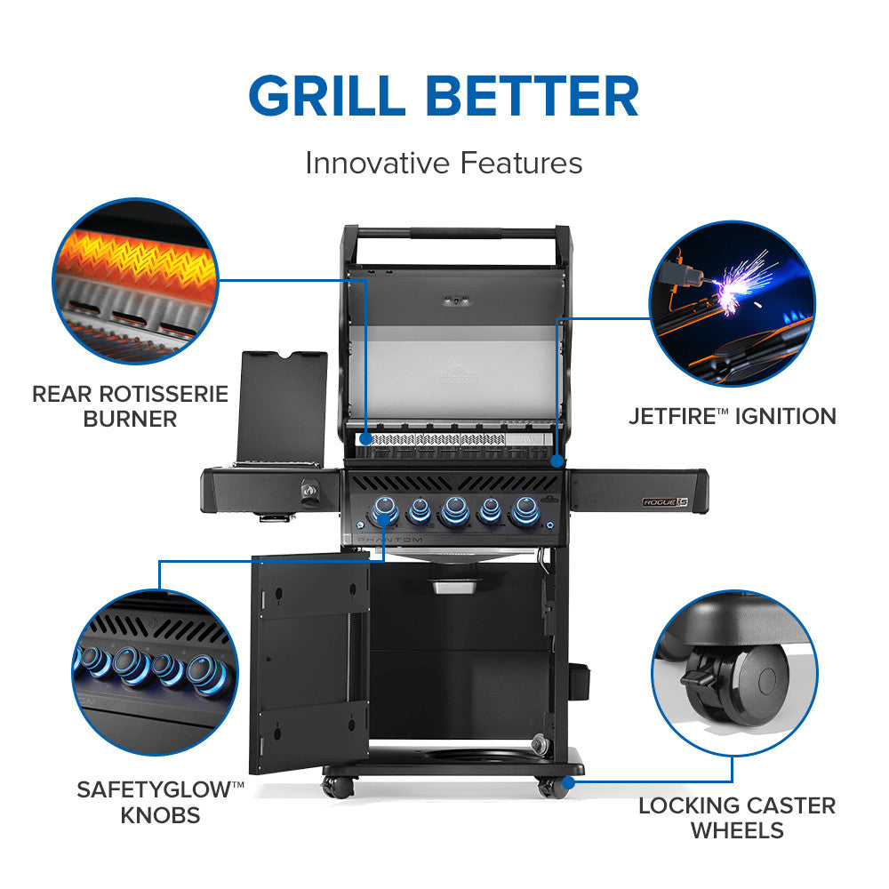 Phantom Rogue® PRO-S 425 Natural Gas Grill with Infrared Side and Rear Burners, Matte Black