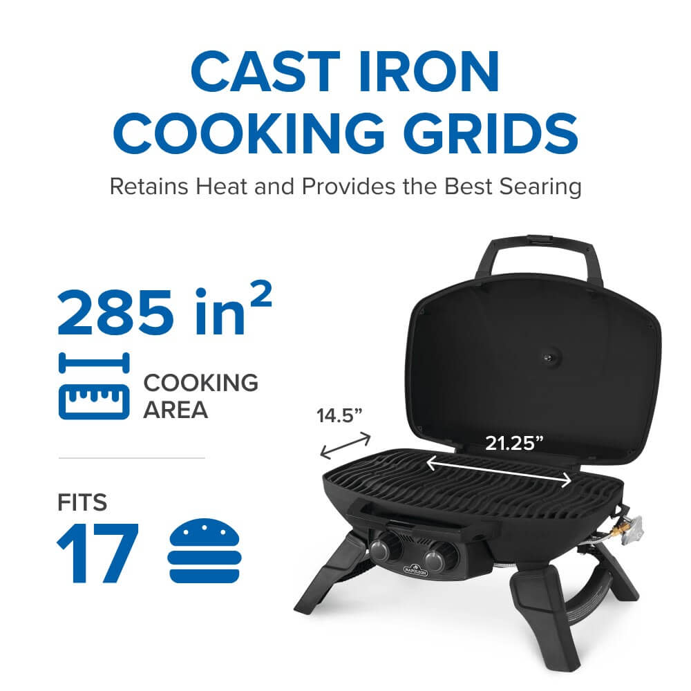 TravelQ™ 285 Portable Propane Gas Grill with Griddle, Red
