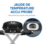 TravelQ™ PRO285X Portable Propane Gas Grill with Scissor Cart, Black