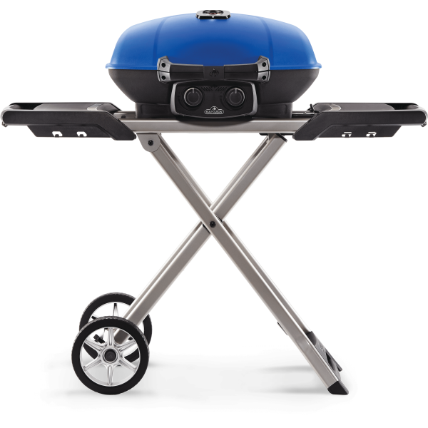 TravelQ™ 285X Portable Propane Gas Grill with Scissor Cart, Blue