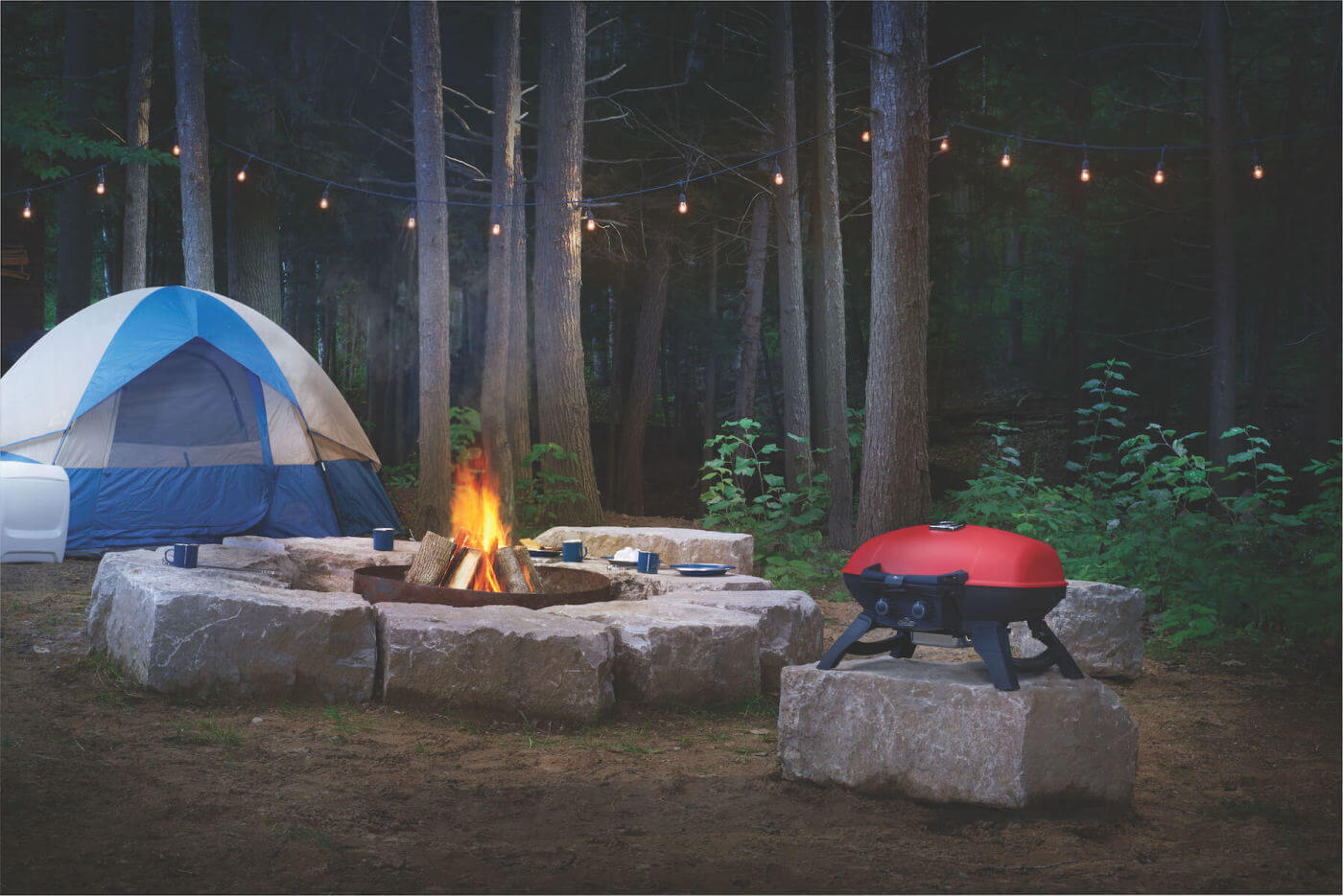 TravelQ™ 285 Portable Propane Gas Grill with Griddle, Red