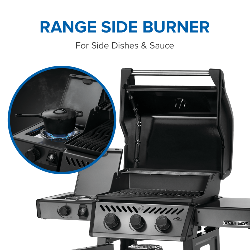 Freestyle™ 365 Propane Gas Grill with Range Side Burner, Graphite Grey